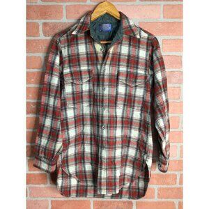 Vintage Pendleton Mens Wool Button Front Plaid Field Board Shirt Size 15 60s 70s